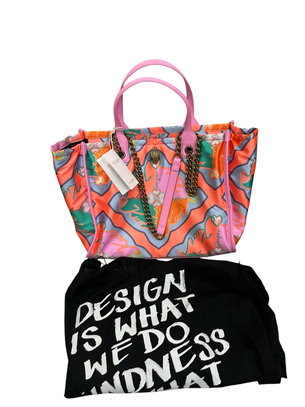 ‼️SOLD‼️✨💎NWT💎✨KURT GEIGER Nylon Patterned Tote Bag with Chain Straps! - Picture 6 of 10